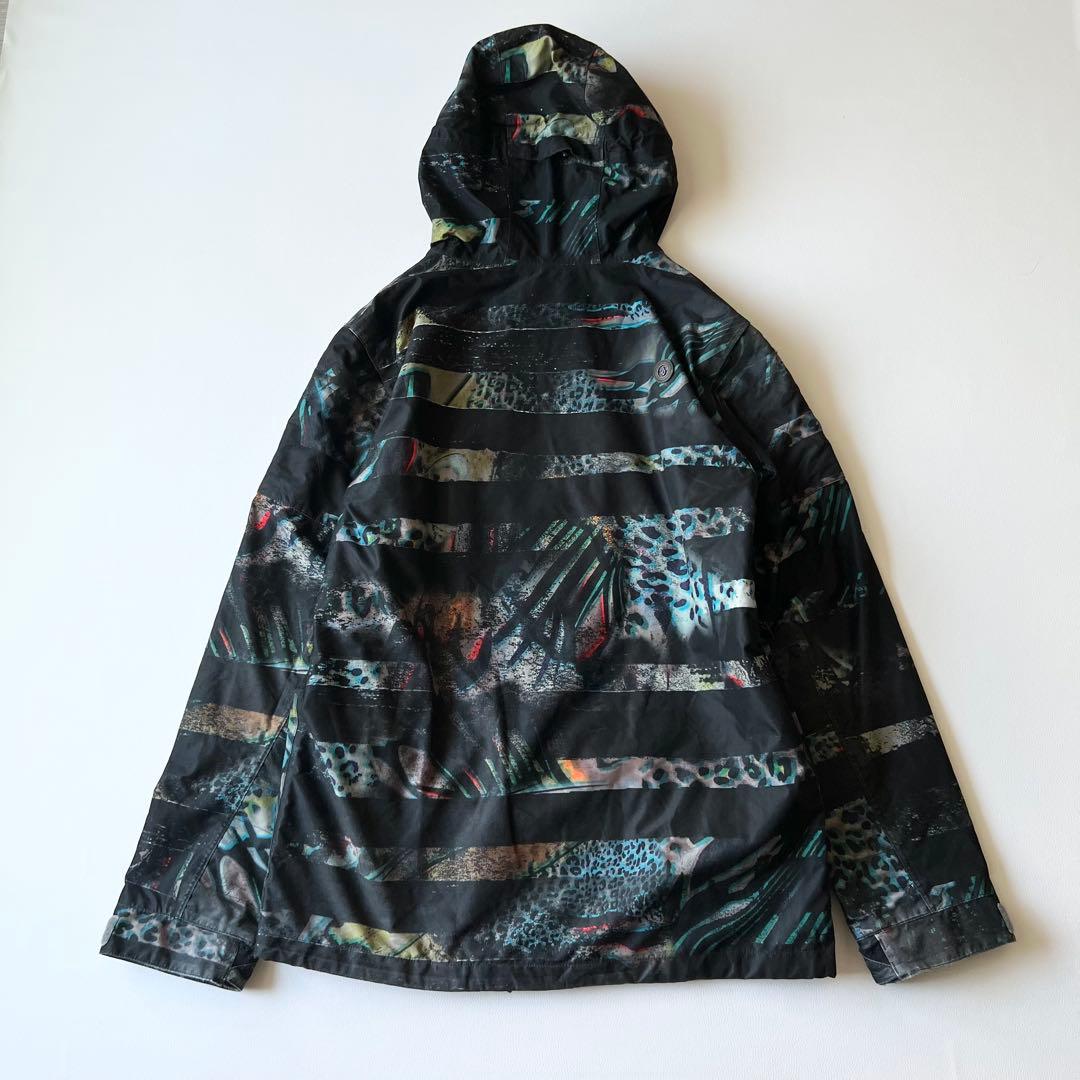 3288【美品】ボルコム　ジャケット 総柄 ボーダー アニマル柄　L 黒