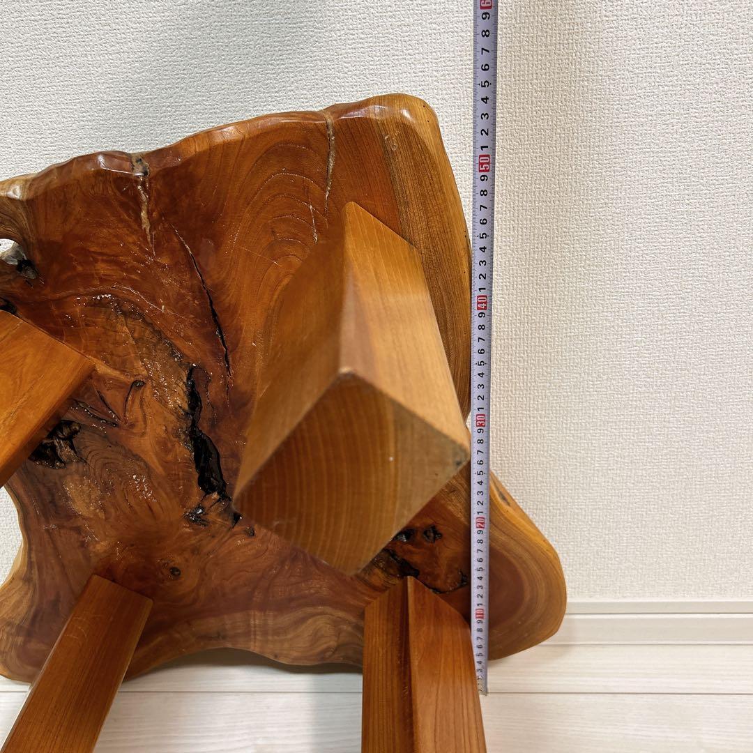 天然木 一枚板 サイドテーブル スツールセット 椅子 ローテーブル ケヤキ