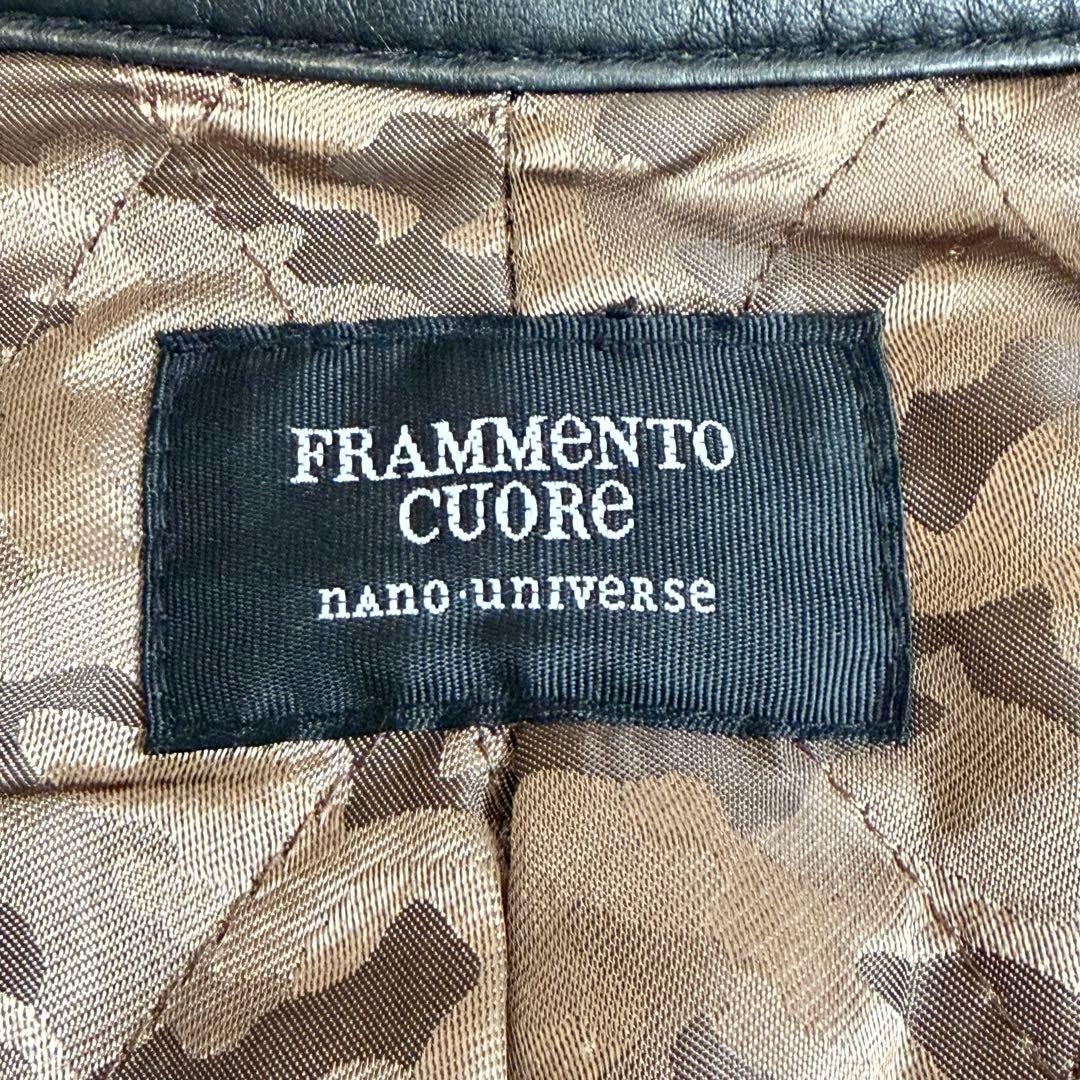 ナノユニバース シングル レザージャケット ライダース ラムレザー 本革 黒