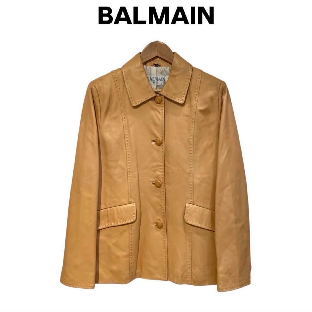 【M3】BALMAIN ベージュ レザージャケット