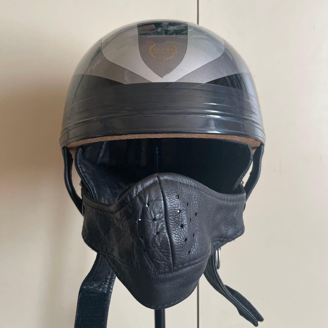 SETAハーフヘルメットレザーマスク　クノー工業　旧車　ヴィンテージ　昭和
