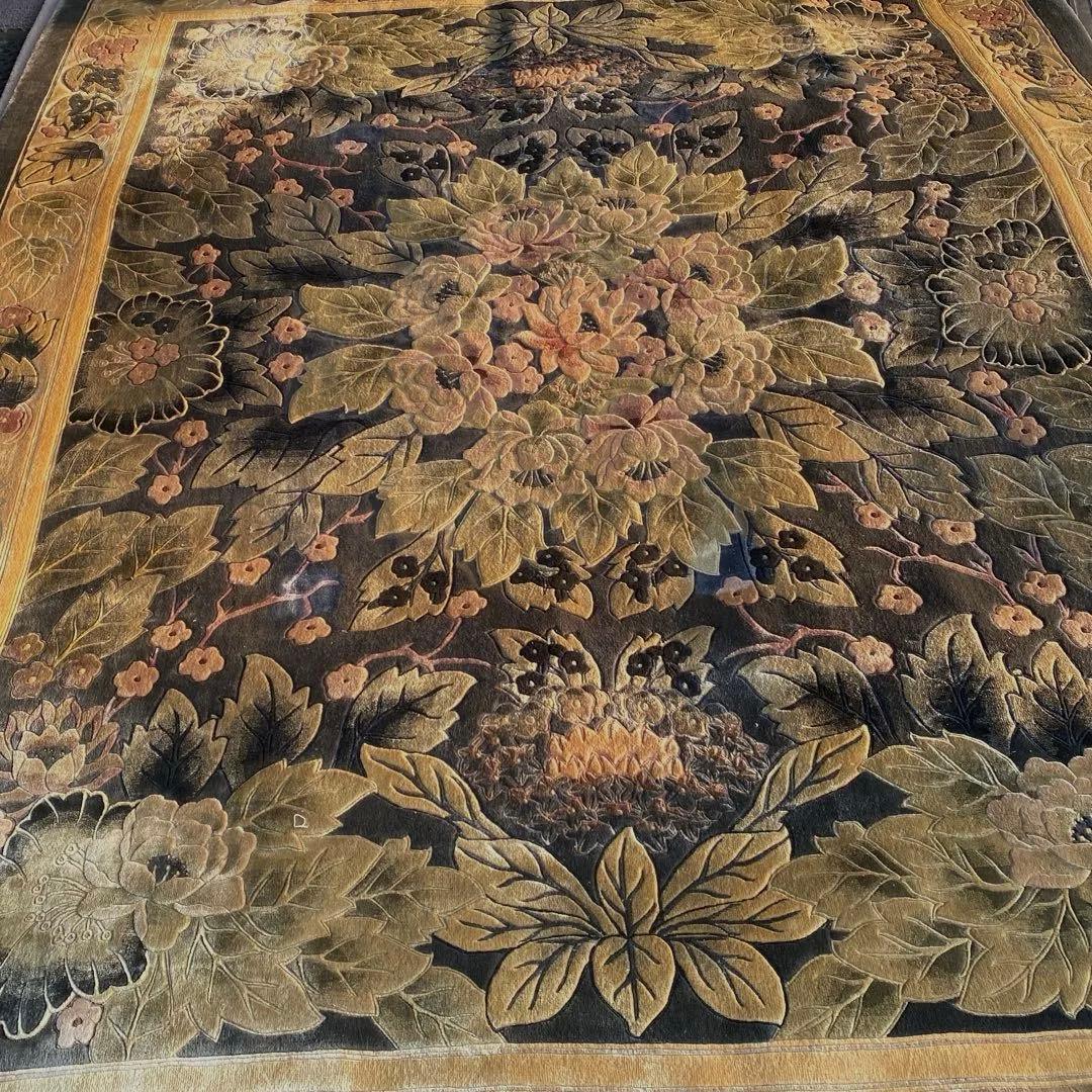 【シルク段通】 大判 カーペット ラグ アンティーク　レトロ