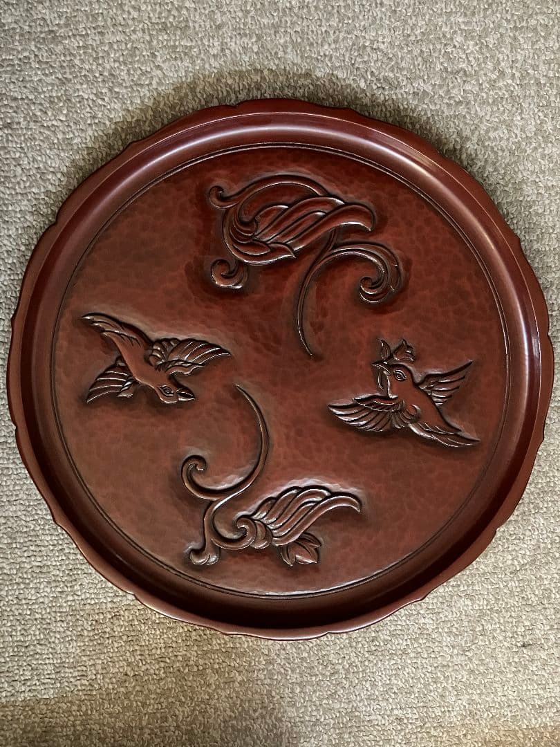 鎌倉彫 博古堂 お盆 花喰鳥