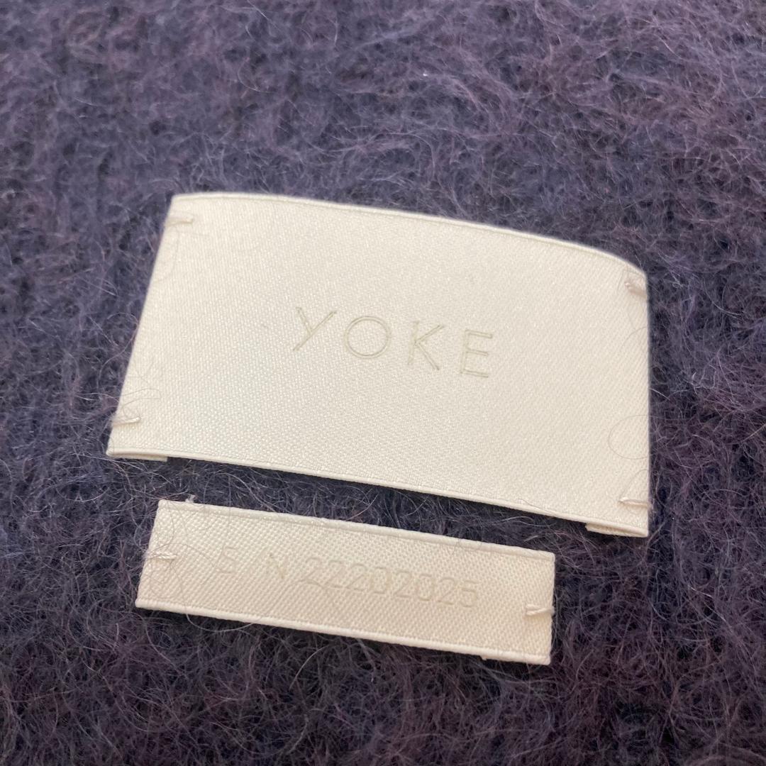 YOKE　22AW　ボーダー　モヘア　ロング　ストール　マフラー　紺×黄