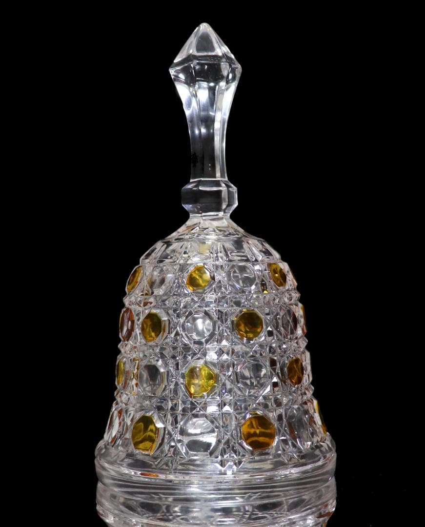 オールド・バカラ 上級作品 黄色被せ装飾大型15cm ディナーベル ディアマン