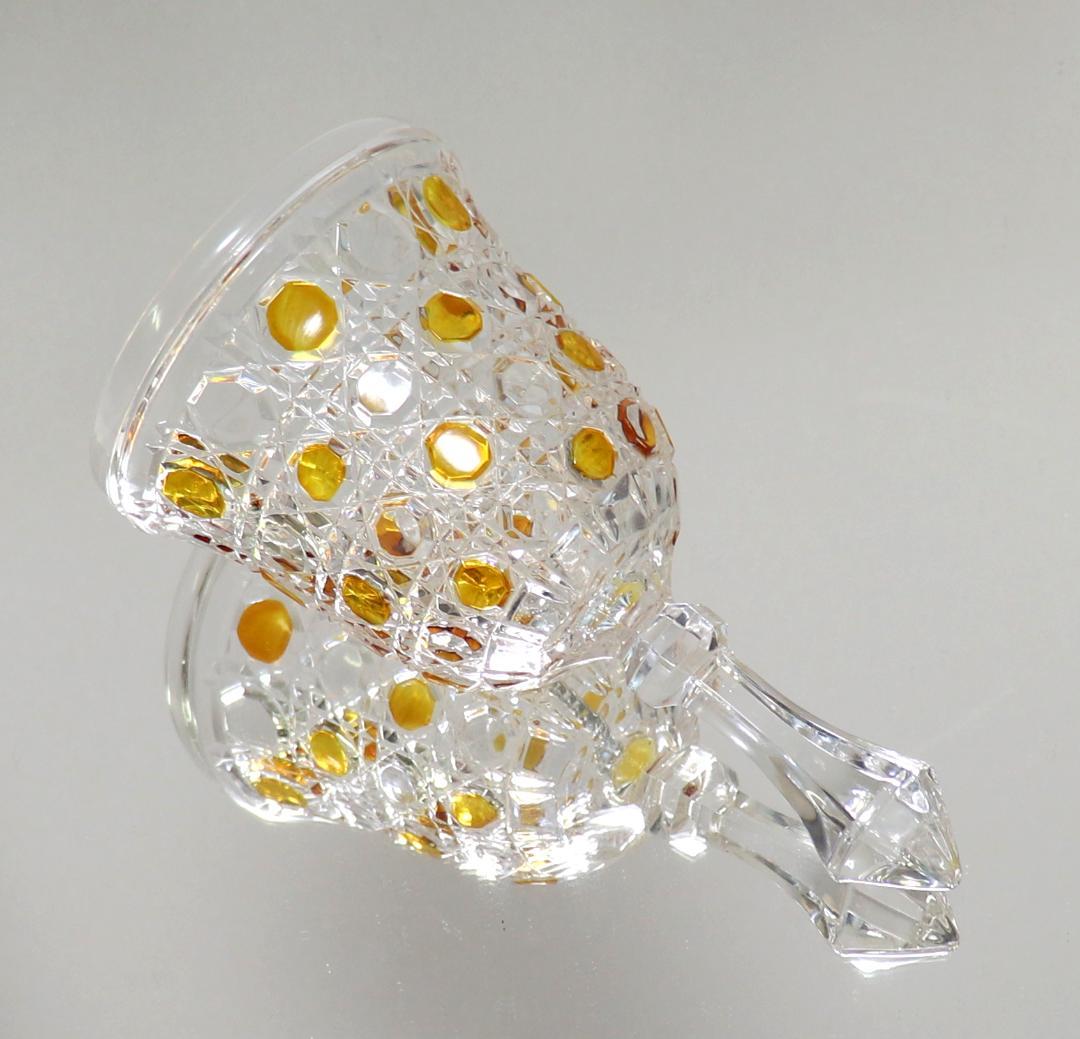 オールド・バカラ 上級作品 黄色被せ装飾大型15cm ディナーベル ディアマン