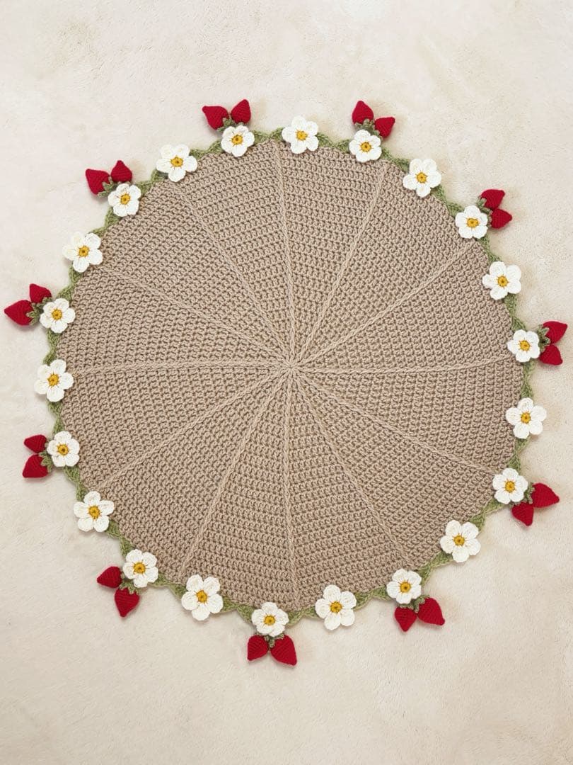 ブーケブランケット[いちご畑]フラワーブランケット　花束ブランケット(ベージュ)