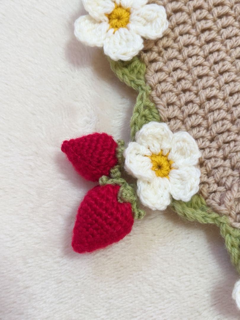 ブーケブランケット[いちご畑]フラワーブランケット　花束ブランケット(ベージュ)