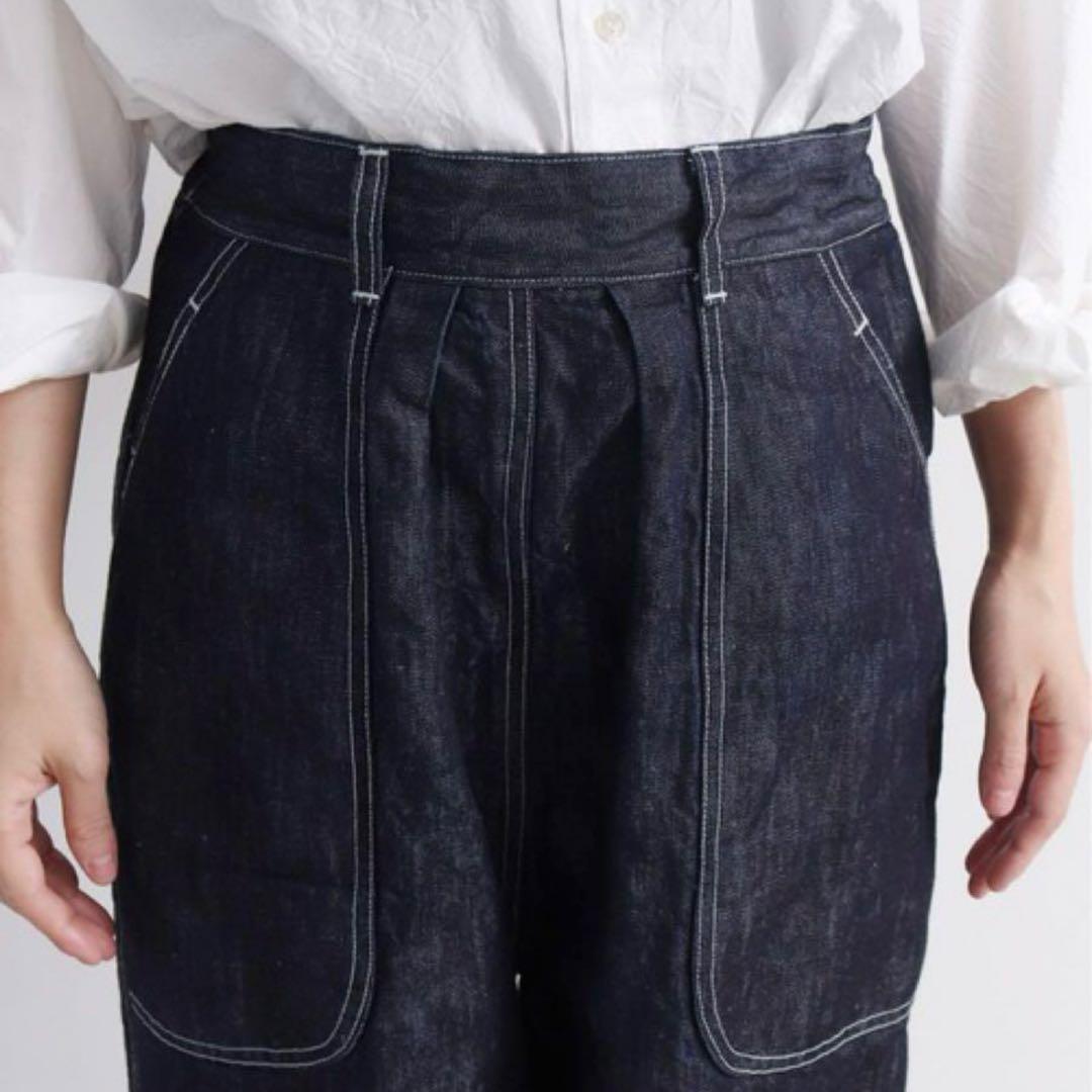 パンツ yuni Cotton Linen denim cocoon pants M