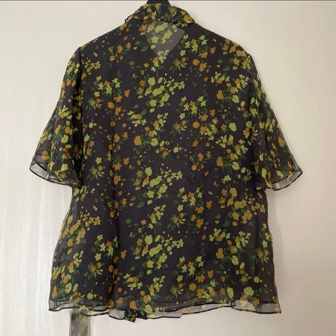 新品　Rene ルネ　シルク　フラワー　フリル　ブラウス シャツ 花柄　34