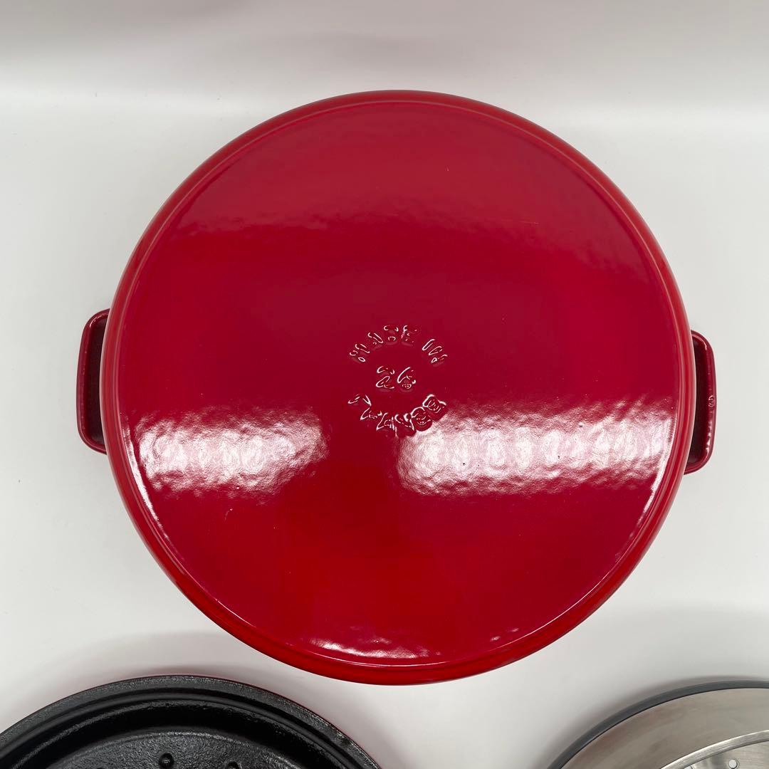 未使用級 staub ストウブ ピコ ココット ラウンドスチーマーセット 26㎝