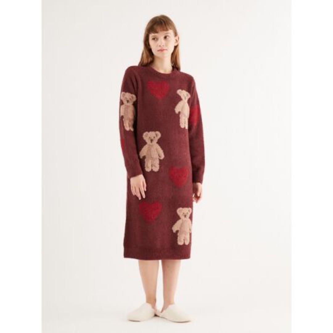 新品　ジェラートピケ　ホリデー　限定　ベア　ハート　ジャガード　ワンピース