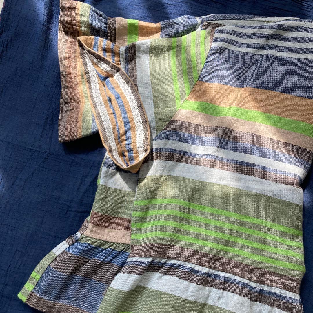 45RPM インドリネンマルチ縞 シャツ・ブラウス size Free