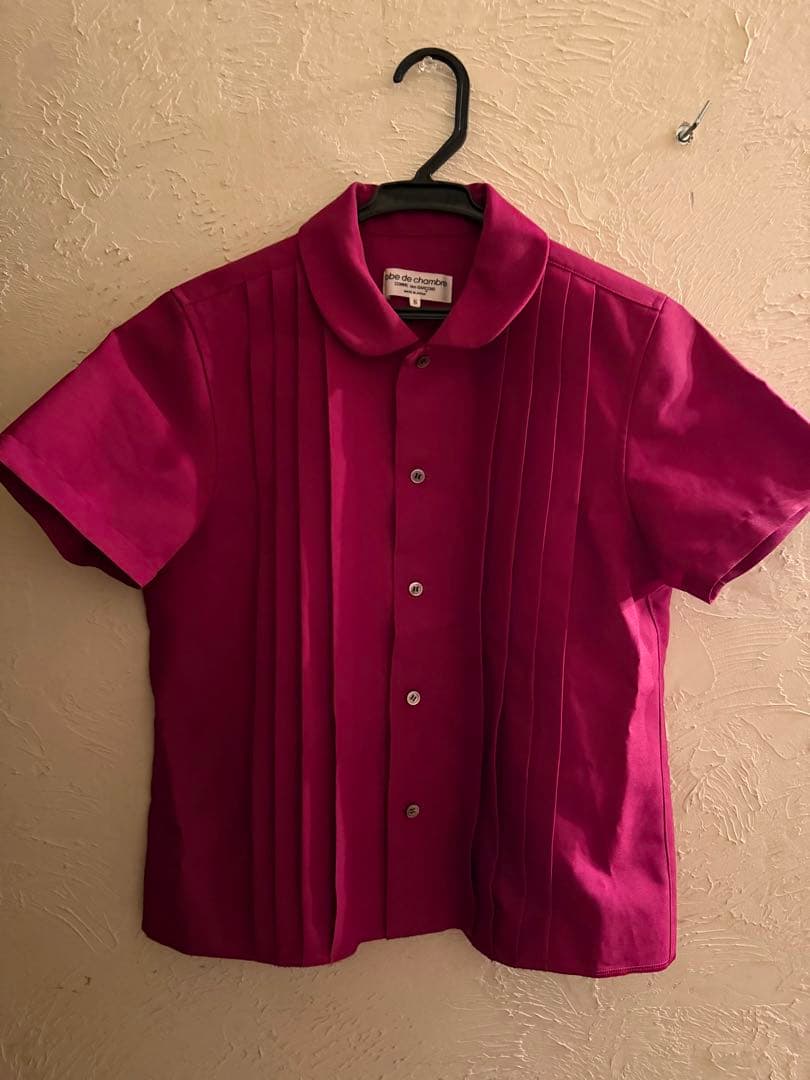 コムデギャルソンrobe de chambre えんじ色　丸襟シャツ Sサイズ