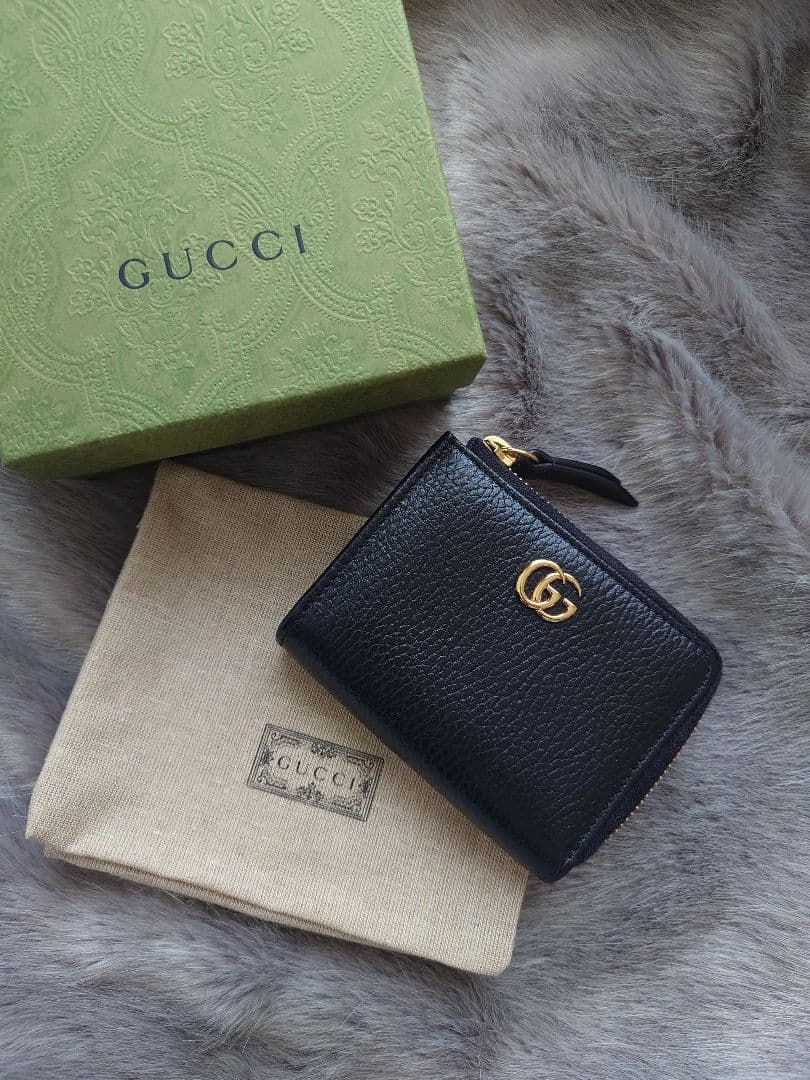【極美品 GUCCI】ジップアラウンドウォレット L字ファスナー GGマーモント