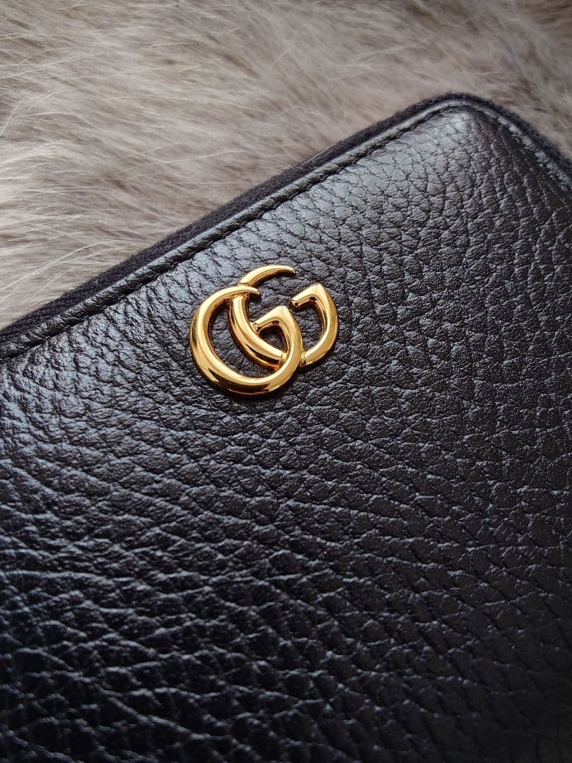 【極美品 GUCCI】ジップアラウンドウォレット L字ファスナー GGマーモント