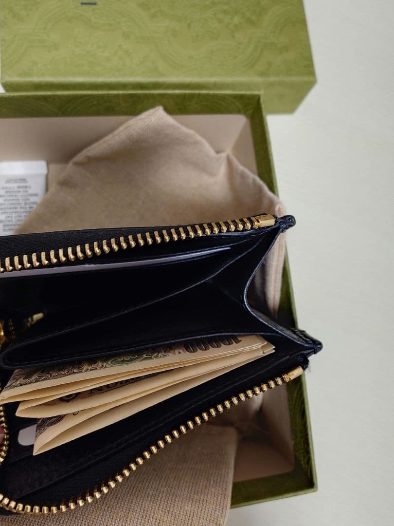 【極美品 GUCCI】ジップアラウンドウォレット L字ファスナー GGマーモント