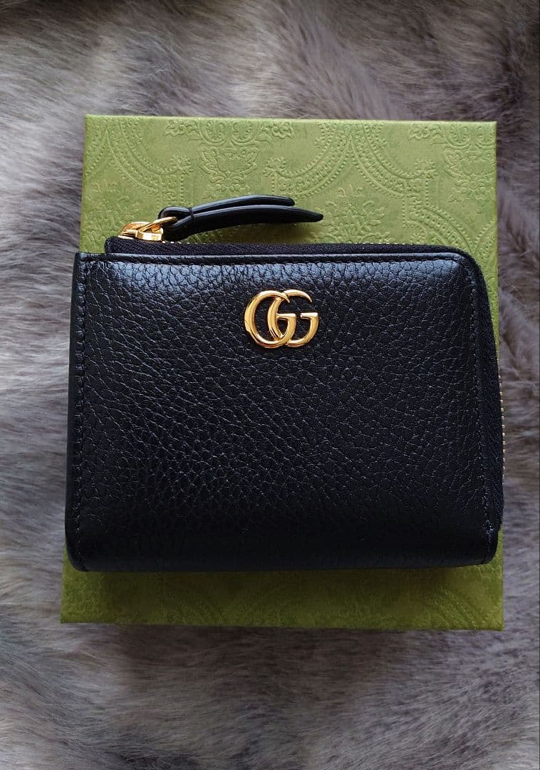 【極美品 GUCCI】ジップアラウンドウォレット L字ファスナー GGマーモント