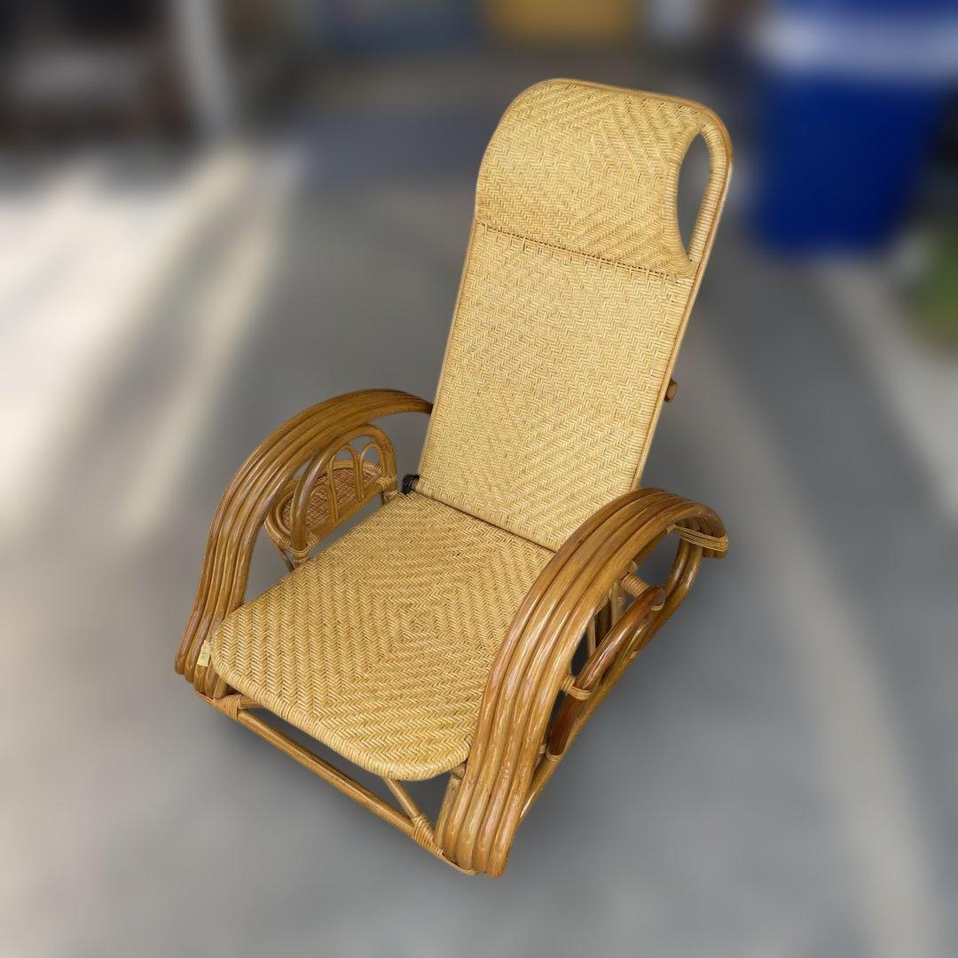 ꧁籐家具꧂ ラタン リクライニングチェア 籐　折りたたみ