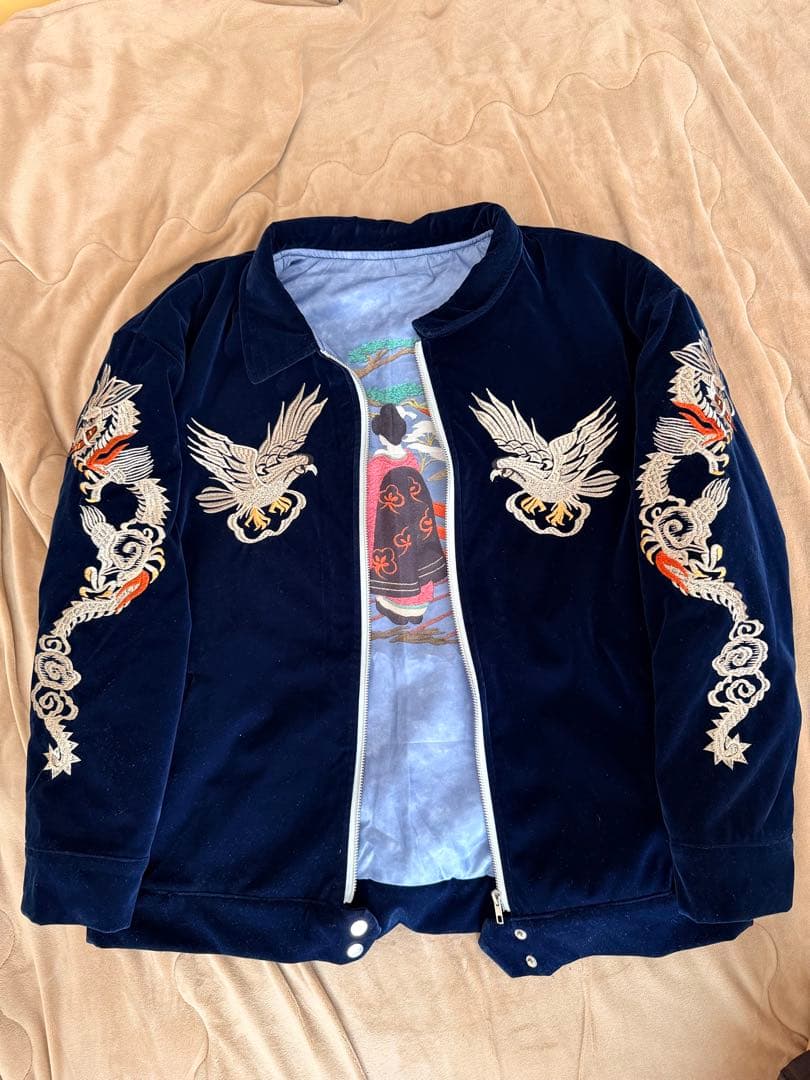 未使用近 別珍 Vintage handmade 龍鷲 日本限定スカジャン 美品