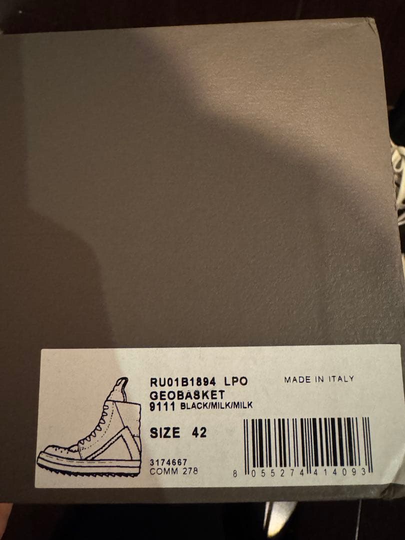 靴 Rickowens Geobasket Sneaker 42