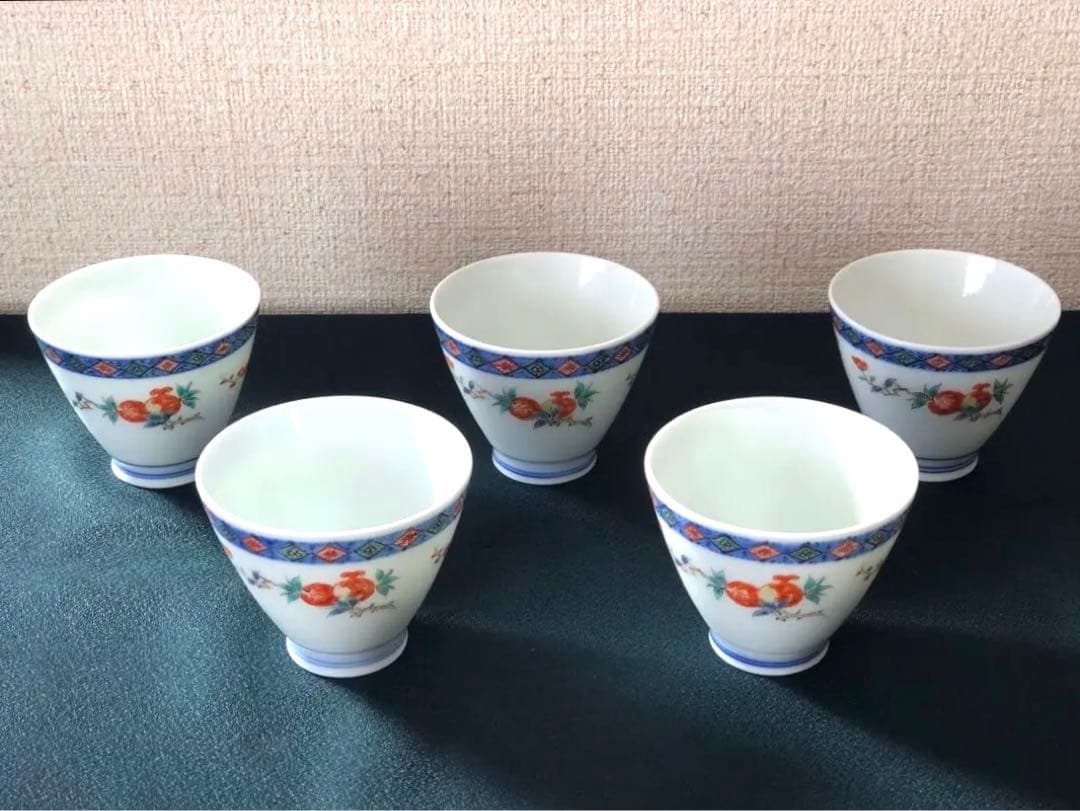 酒井田柿右衛門　茶器揃え共箱付き　13代人間国宝【染錦 花実地文 茶器】未使用品