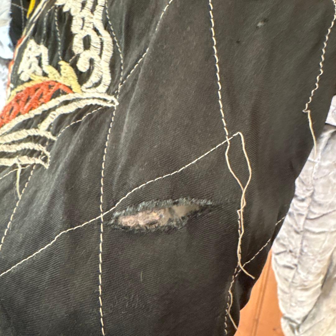 【50sビンテージ】スカジャン 中綿 サテン cherry フェード スーベニア