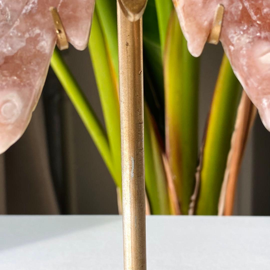 ★★★最終特価【 ピンクアメシスト フラワーアゲート バタフライ （台座付き）