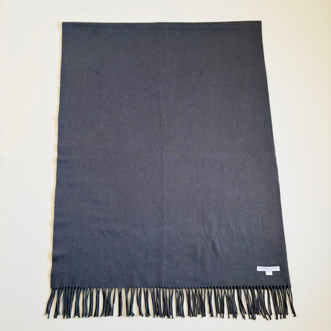1841【美品】ジョンストンズ　大判ストール　カシミヤ100％　無地　グレー
