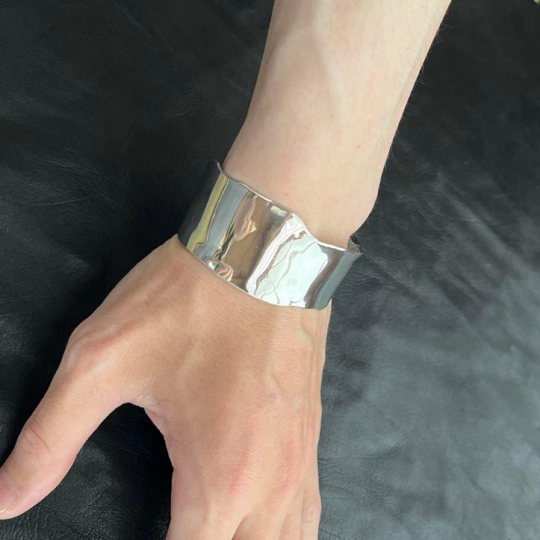 フランス　スターリング　シルバー　バングル　カフ　ブレスレット　ヴィンテージ　X