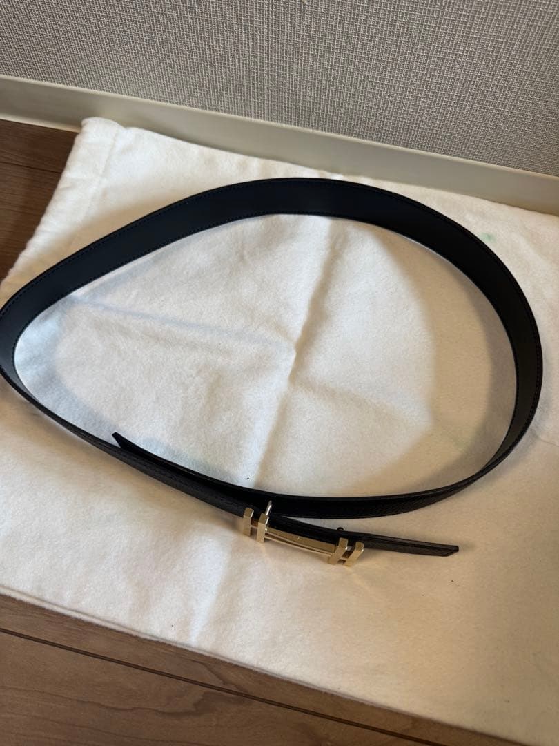 HERMESエルメス　ベルト/H オ カレ/ダブルH/リバーシブル　黒　85