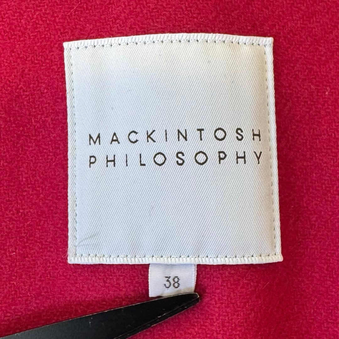 極美品 マッキントッシュフィソロフィー ノーカラーコート 38 ウール ピンク