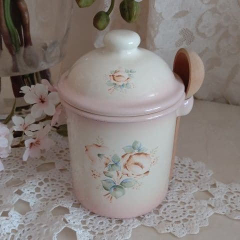 ❦レア・希少❦ 浪漫·デ·イマン／ほのか＊ホーロー製 木製スプーン付キャニスター