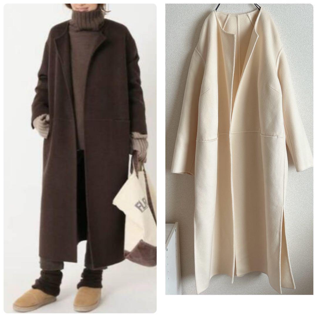 Ivictorian リバーロングノーカラーコート　38