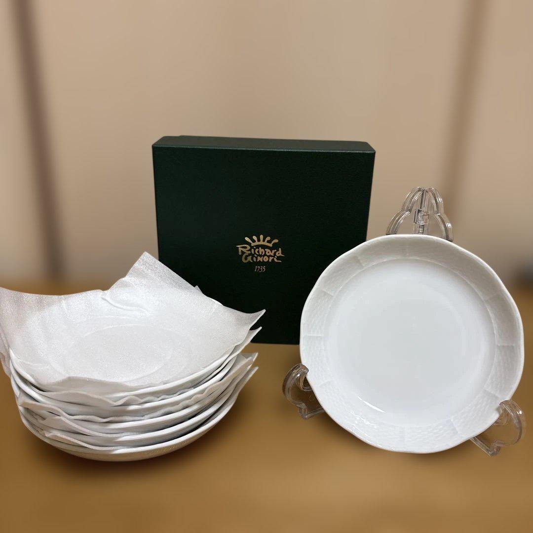 リチャードジノリ　ベッキオホワイト　ディッシュラウンド　6枚セット