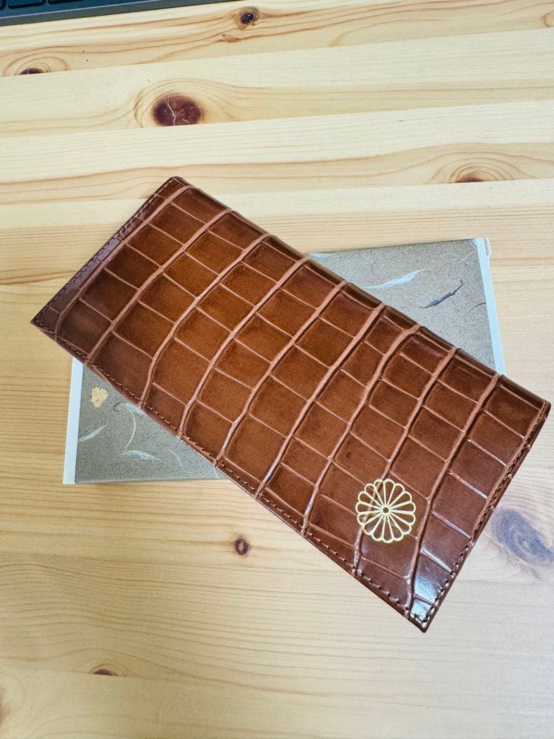 皇居財布 新品未使用 ブラウン クロコ型押し長財布
