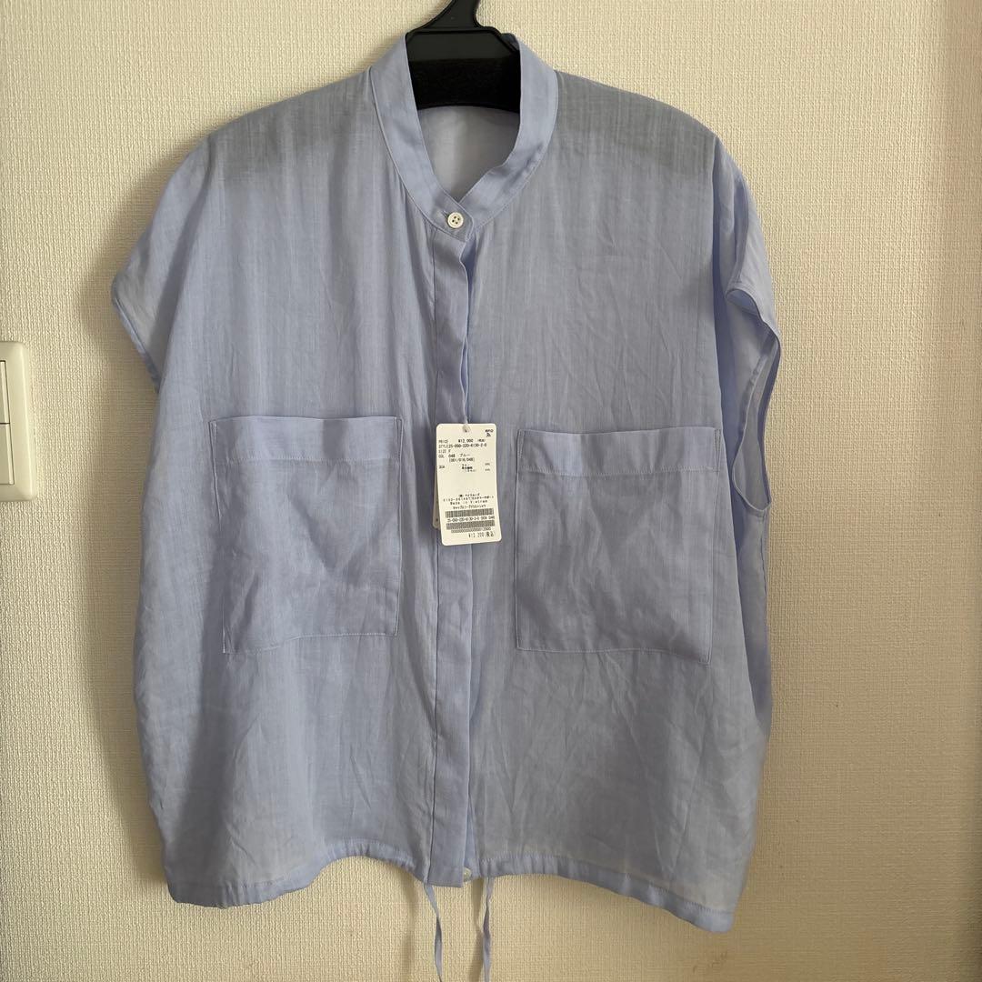 フレームワーク　 キャップスリープドロストシャツ ブルー 未使用