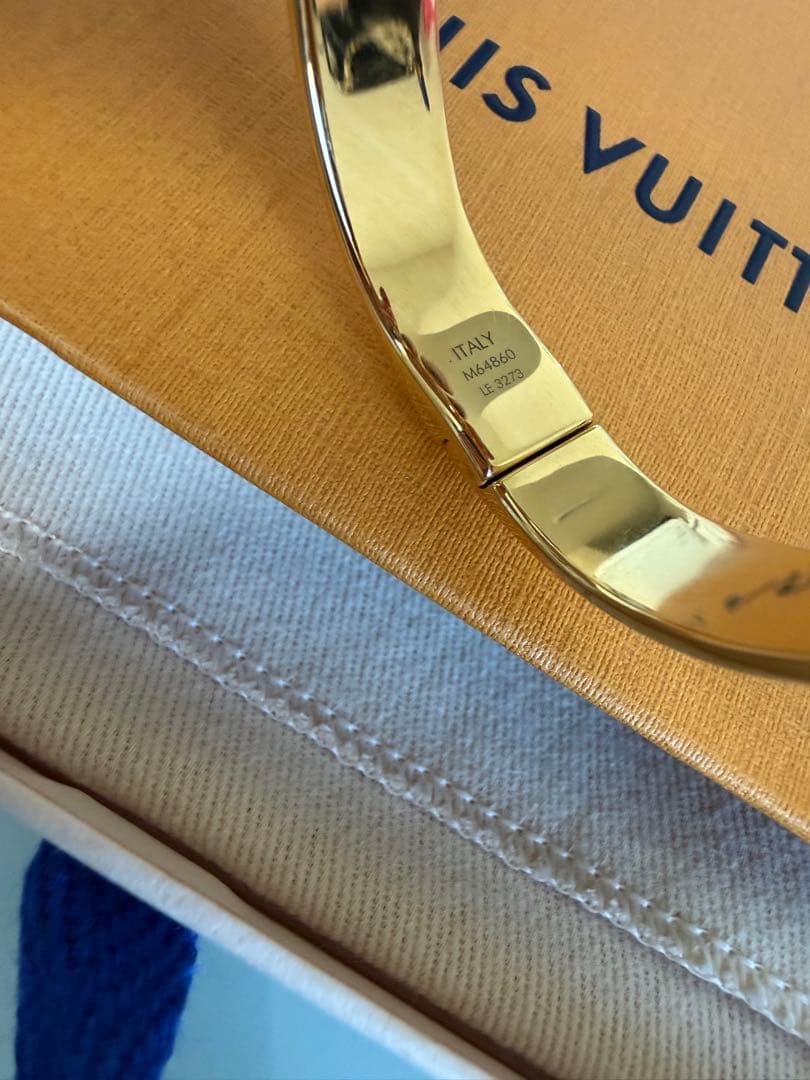 ルイヴィトン リジッド ナノグラム ストラス ブレスレット ゴールド バングル