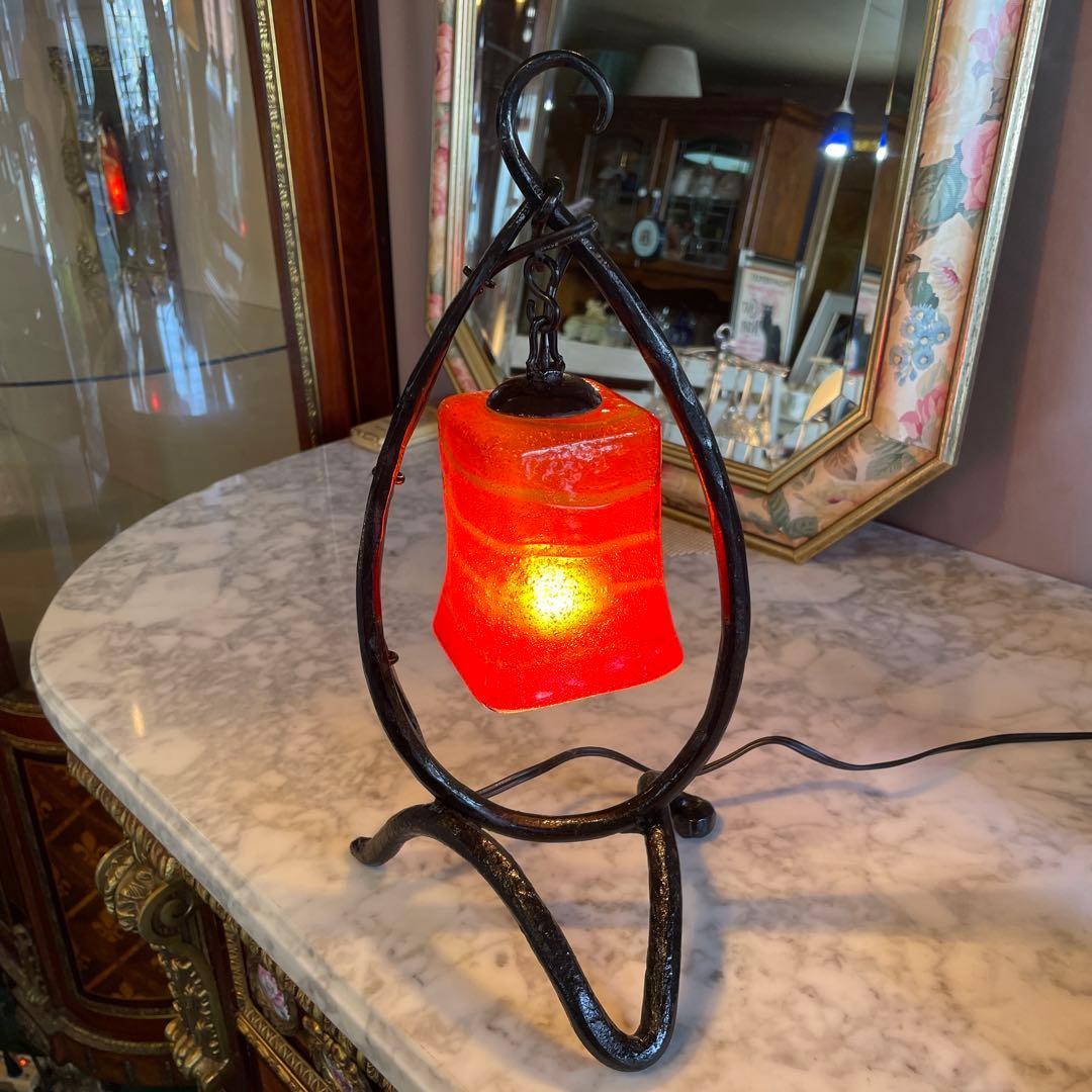 値下げ‼︎ 沖縄・琉球泡ガラス、吊り下げ型赤ランプ