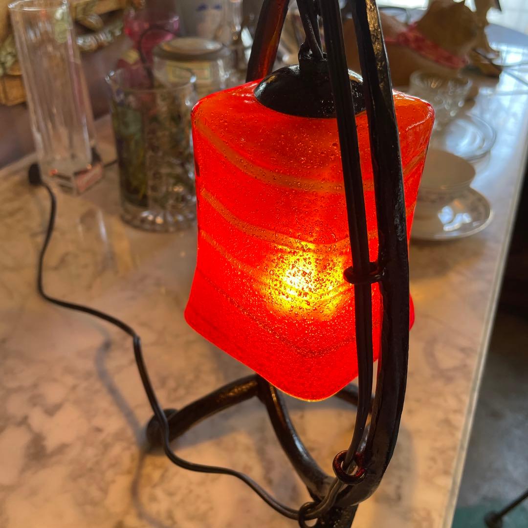 値下げ‼︎ 沖縄・琉球泡ガラス、吊り下げ型赤ランプ