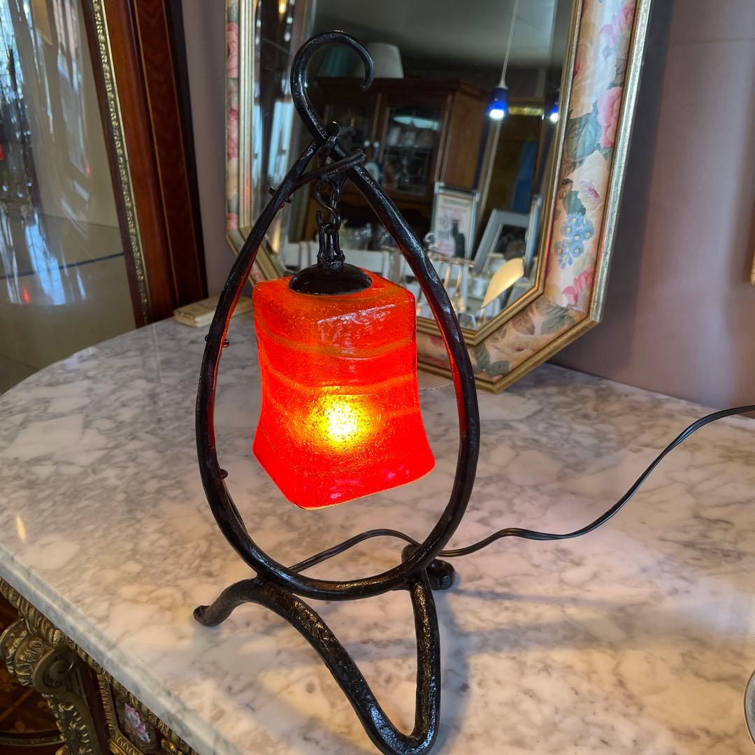 値下げ‼︎ 沖縄・琉球泡ガラス、吊り下げ型赤ランプ