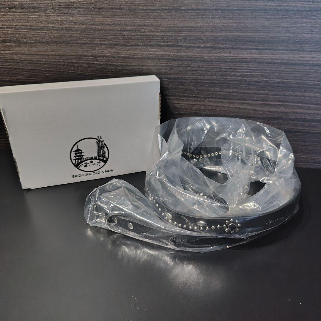 フラワー青■本革レザーフルスタッズナローベルト☆シルバーアクアマリンフローラル