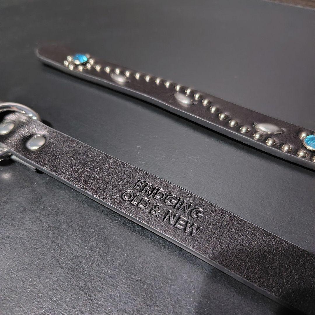 フラワー青■本革レザーフルスタッズナローベルト☆シルバーアクアマリンフローラル