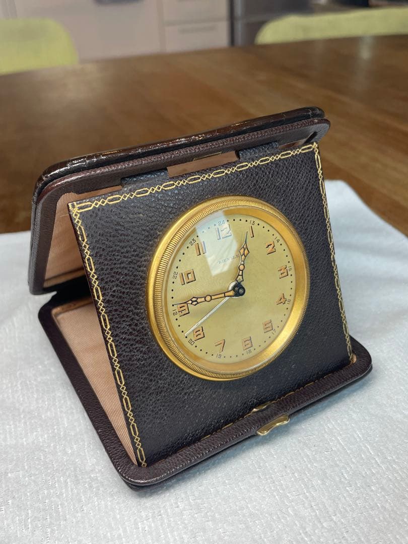 ドイツ　KIENZLE 本革仕様の真鍮ガラス目覚し時計　時計/目覚し　正確稼働