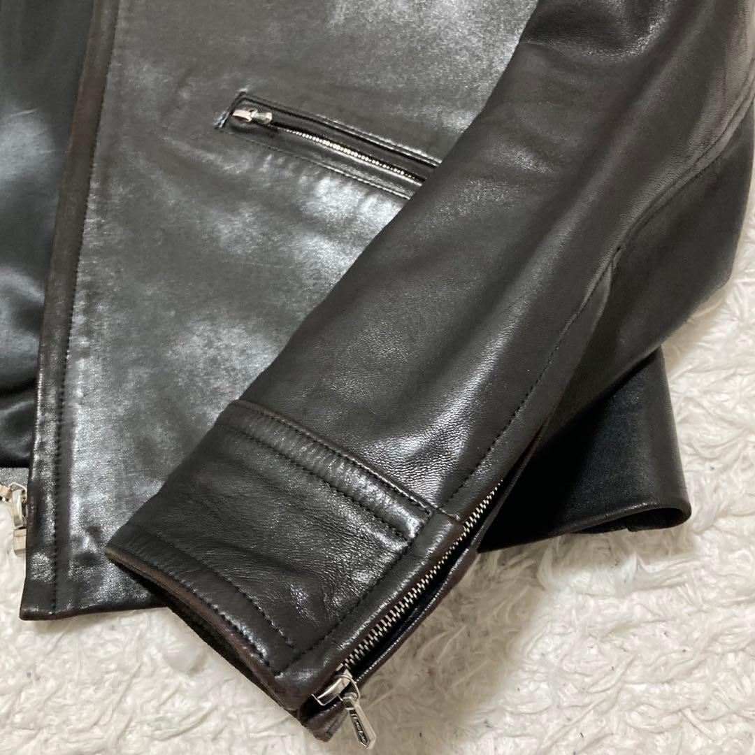 アニエスベー スペシャル ラムレザージャケット ブラック シングル 38