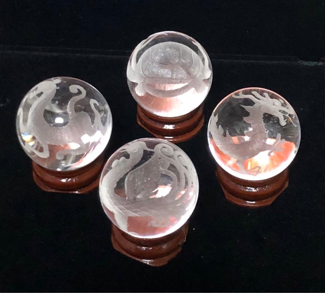 水晶 四神獣 30mm彫刻