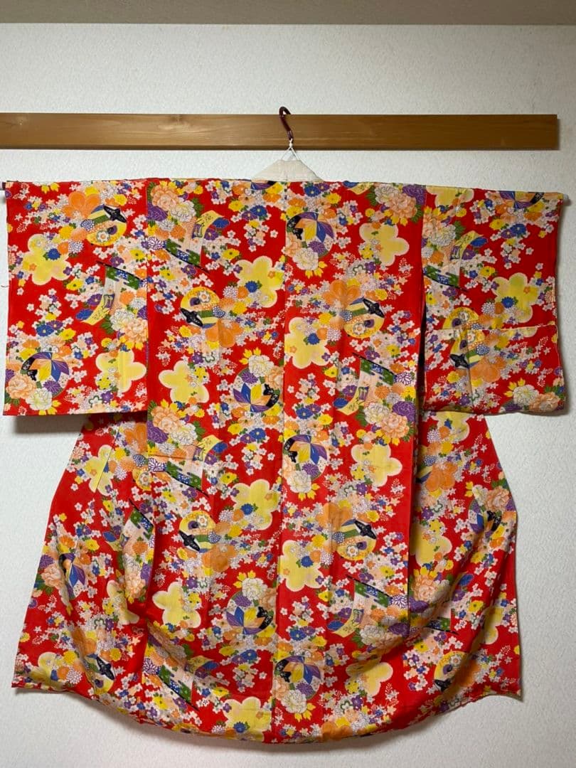 No.93正絹アンティーク子供着物着丈121.5センチ裄丈60センチ