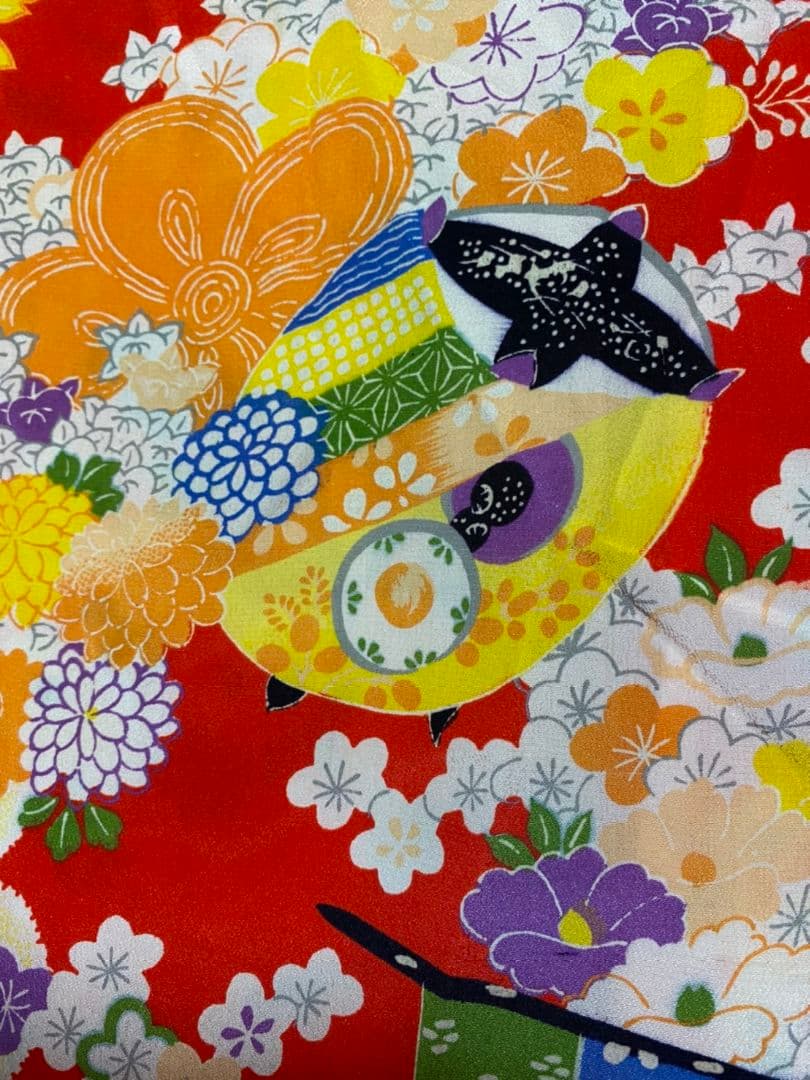 No.93正絹アンティーク子供着物着丈121.5センチ裄丈60センチ