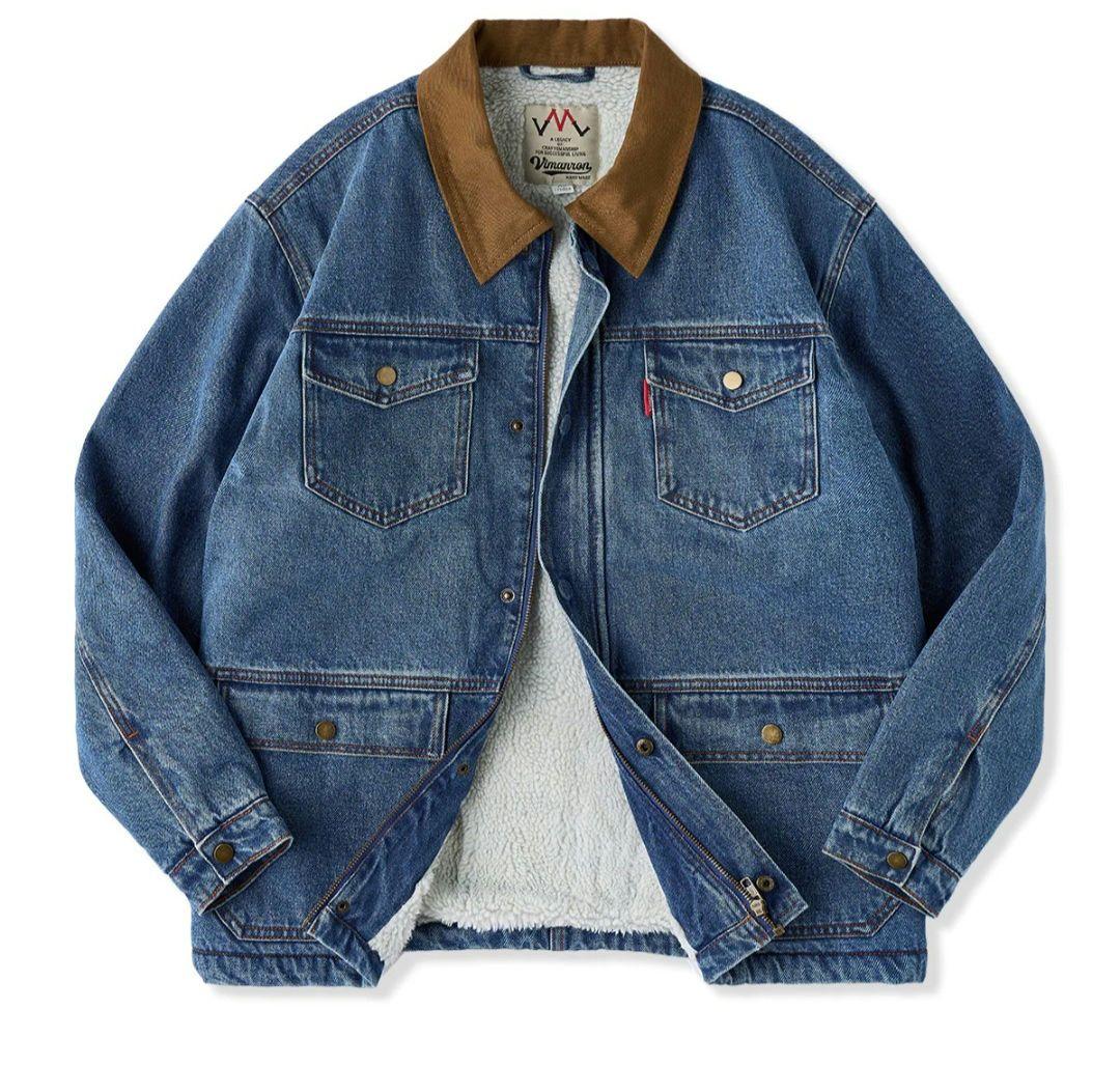 【karku】襟キャンバス切替　裏フリース　デニムワークジャケット