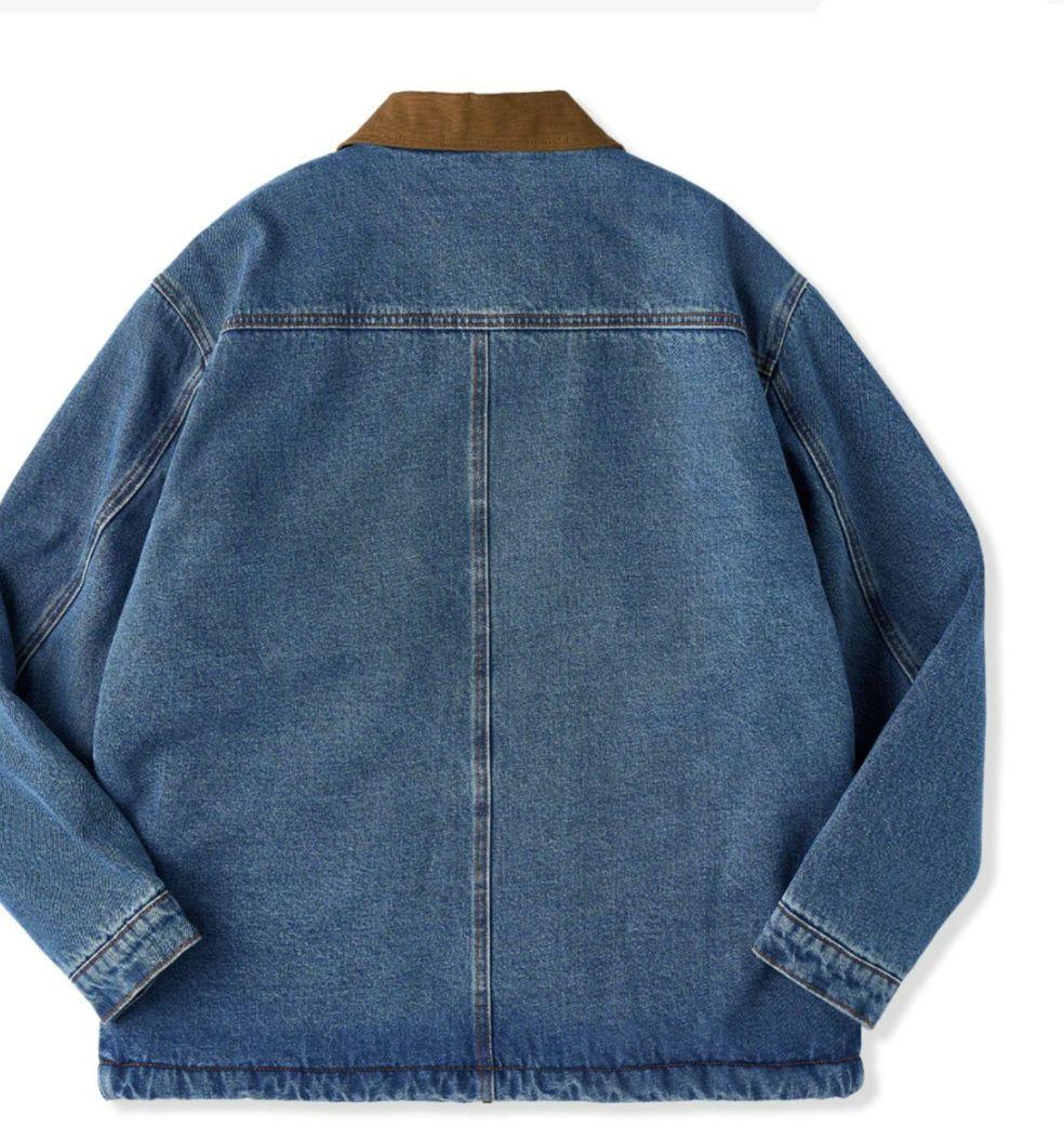 【karku】襟キャンバス切替　裏フリース　デニムワークジャケット